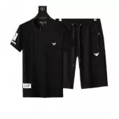 2021 armani Tracksuit manche courte homme crew neck ea7 t-shirt shorts noir